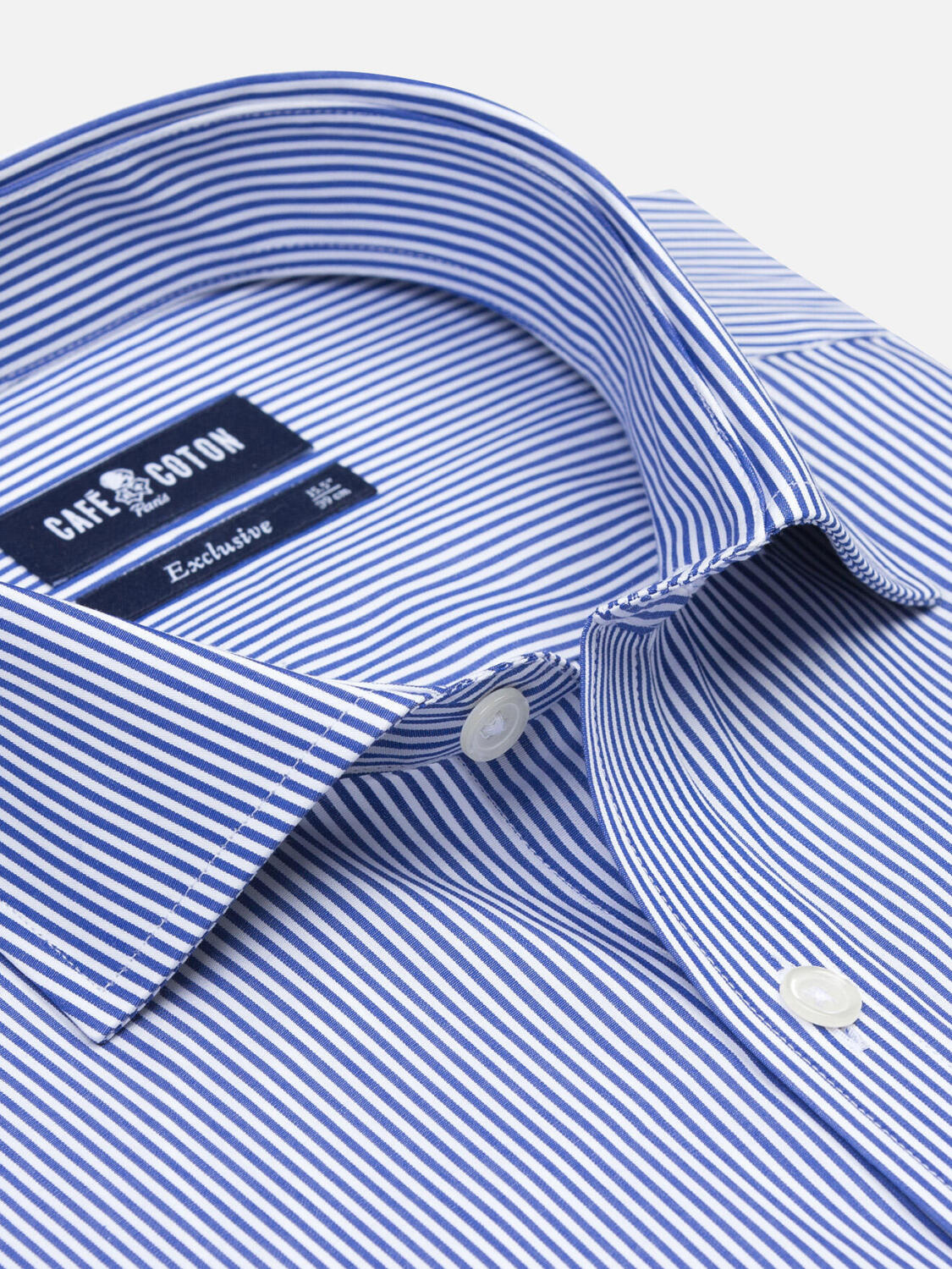 Menthon marine streep Slim fit overhemd - Lange mouwen