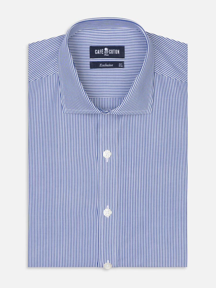 Menthon Camicia slim fit a righe blu navy - Manica Lunga