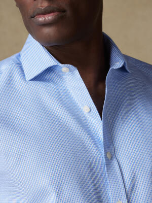 Miles slim fit shirt in sky blue basketweave   - Extra long sleeve