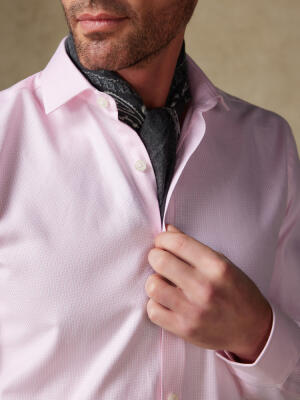 Chemise cintrée Miles en natté rose  - Grande longueur de manches