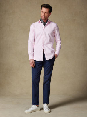 Chemise cintrée Miles en natté rose  - Grande longueur de manches