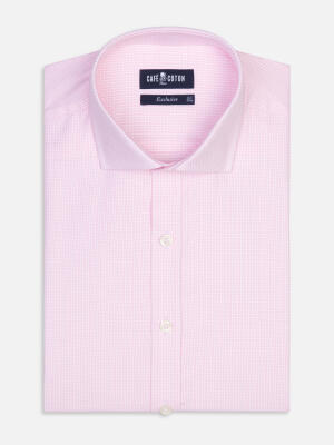 Chemise cintrée Miles en natté rose  - Grande longueur de manches