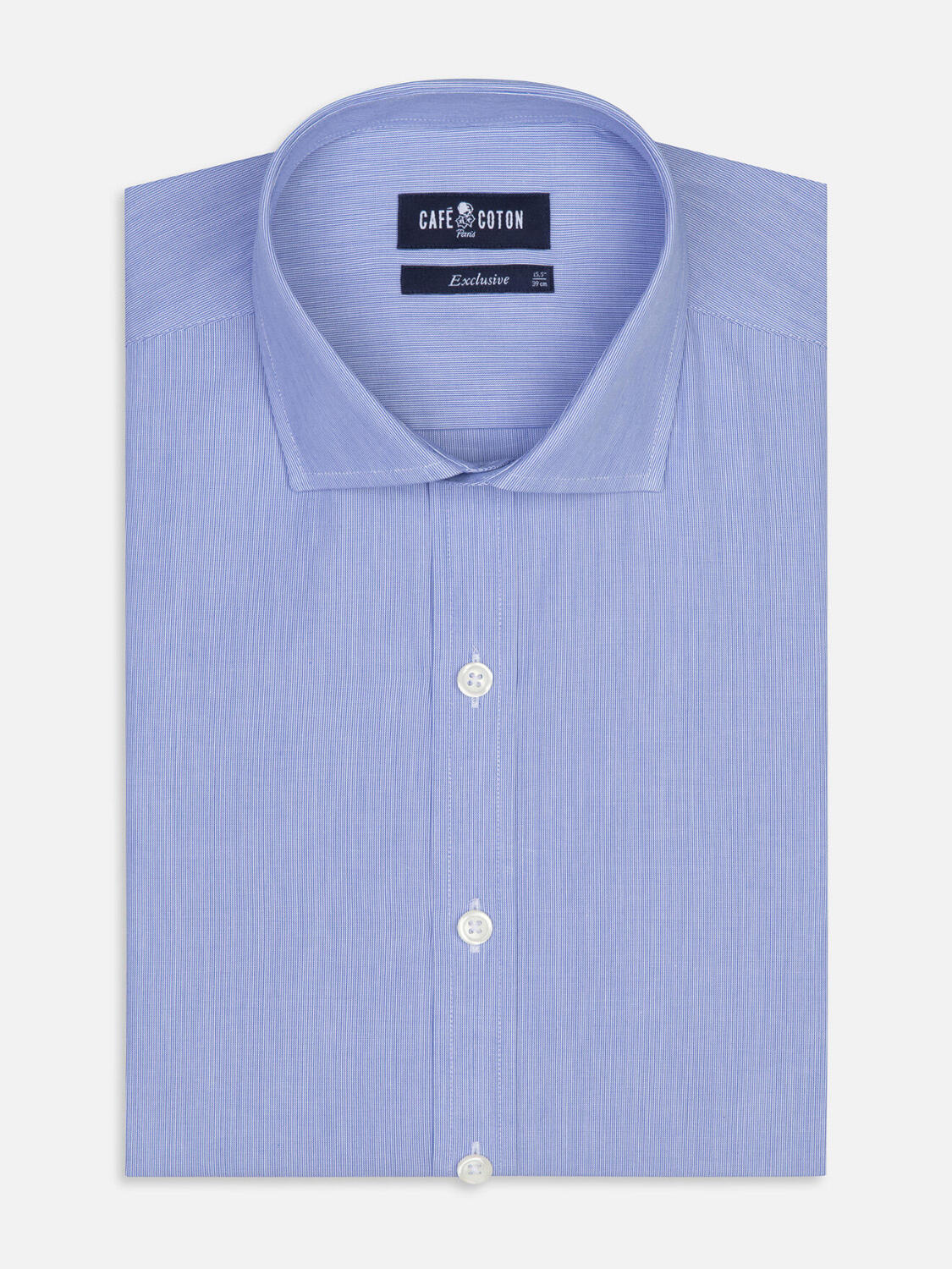 Chemise cintrée en mille raies bleue - Grande Longueur de Manches