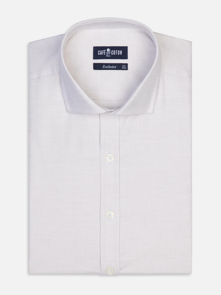 Basketweave slim fit shirt sand  - Extra long sleeve