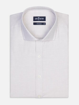 Chemise cintrée en natté sable - Grande longueur de manches