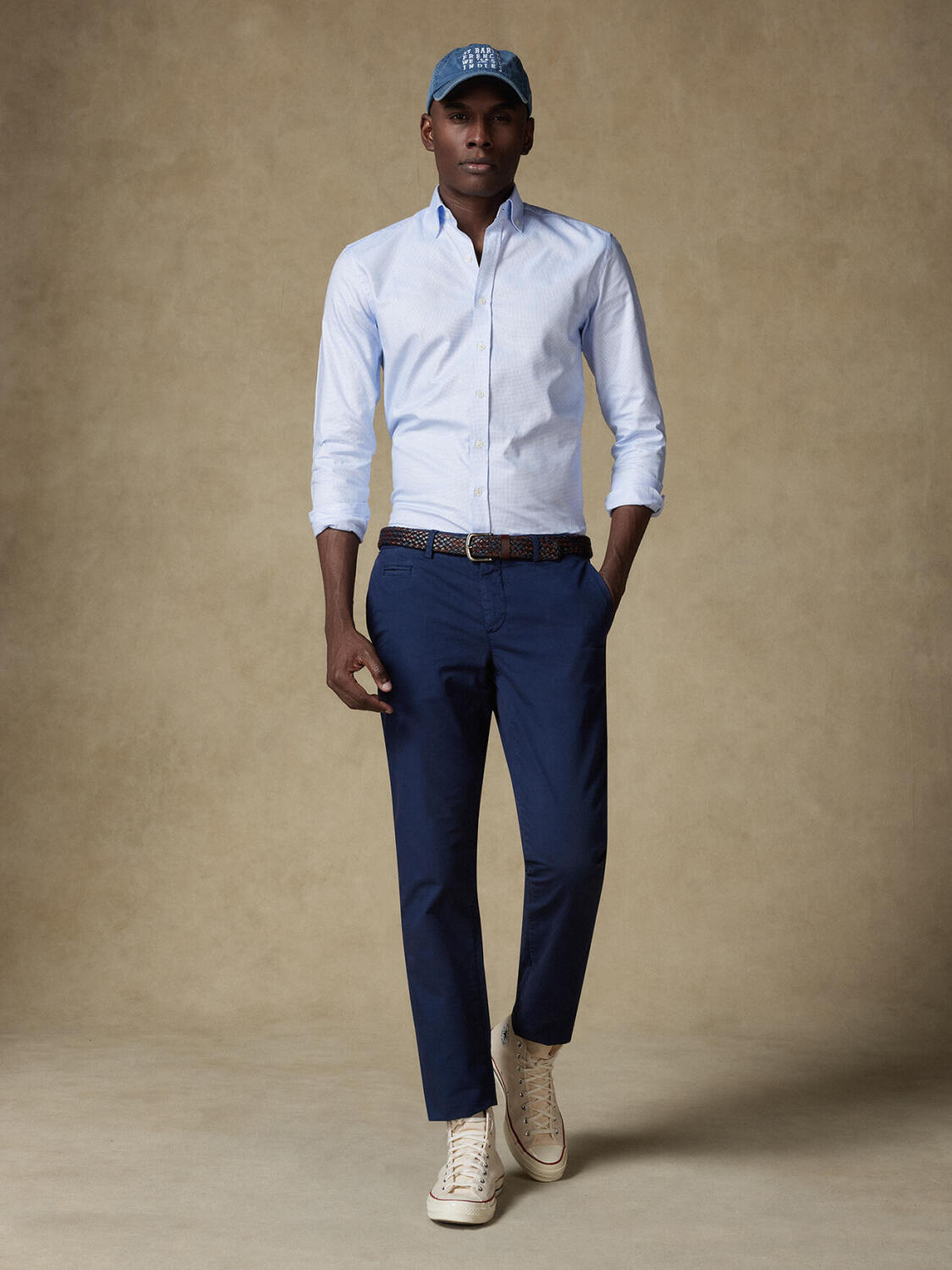 Hemels gevlochten Slim fit overhemd - Lange mouwen