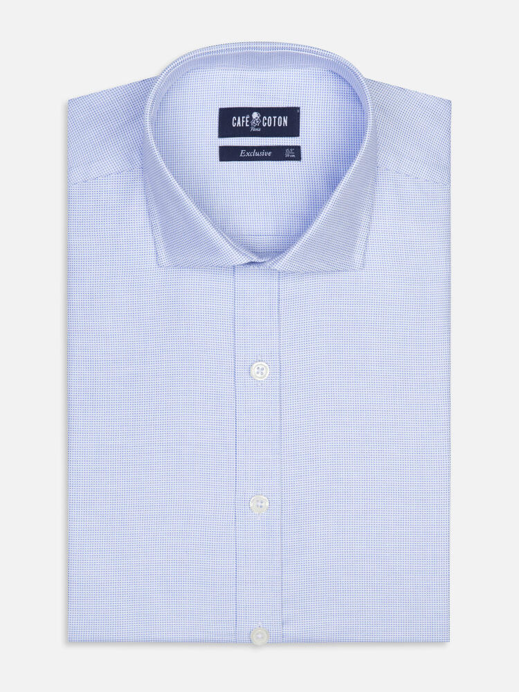 Hemels gevlochten Slim fit overhemd - Lange mouwen