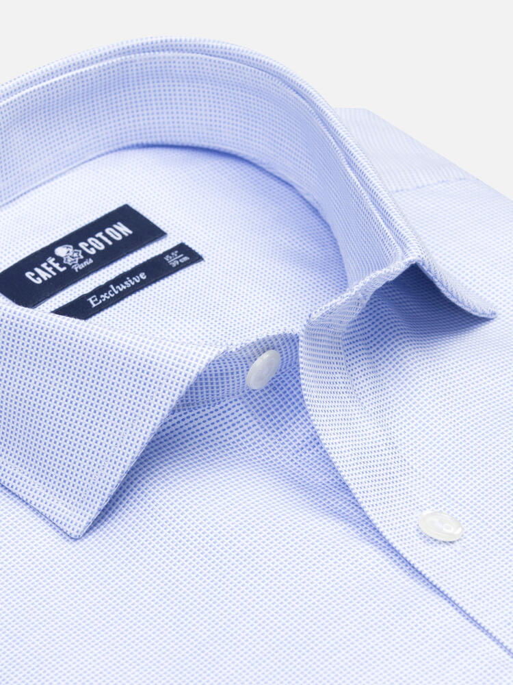 Hemels gevlochten Slim fit overhemd - Lange mouwen