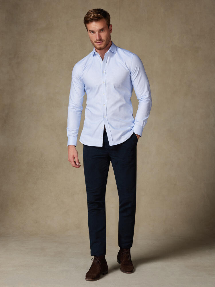 Hemels gevlochten Slim fit overhemd - Lange mouwen