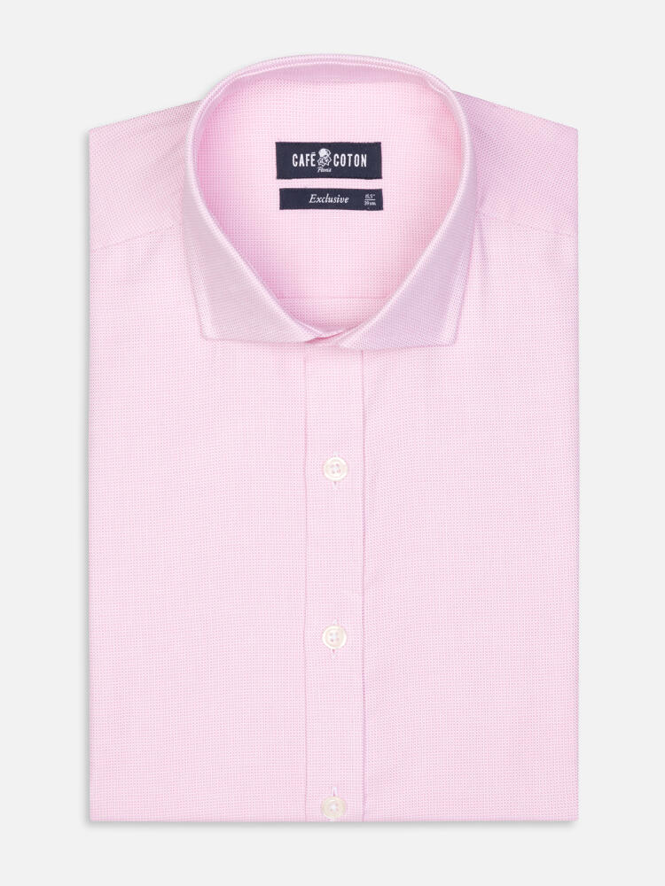 Roze natte slim fit overhemd - Extra lange mouwen