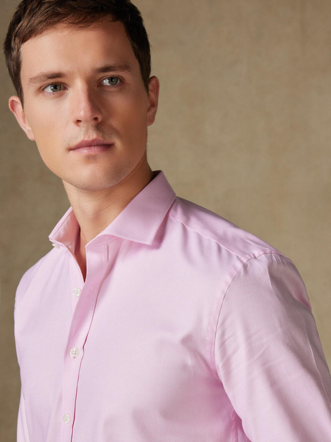 Roze natte slim fit overhemd - Extra lange mouwen