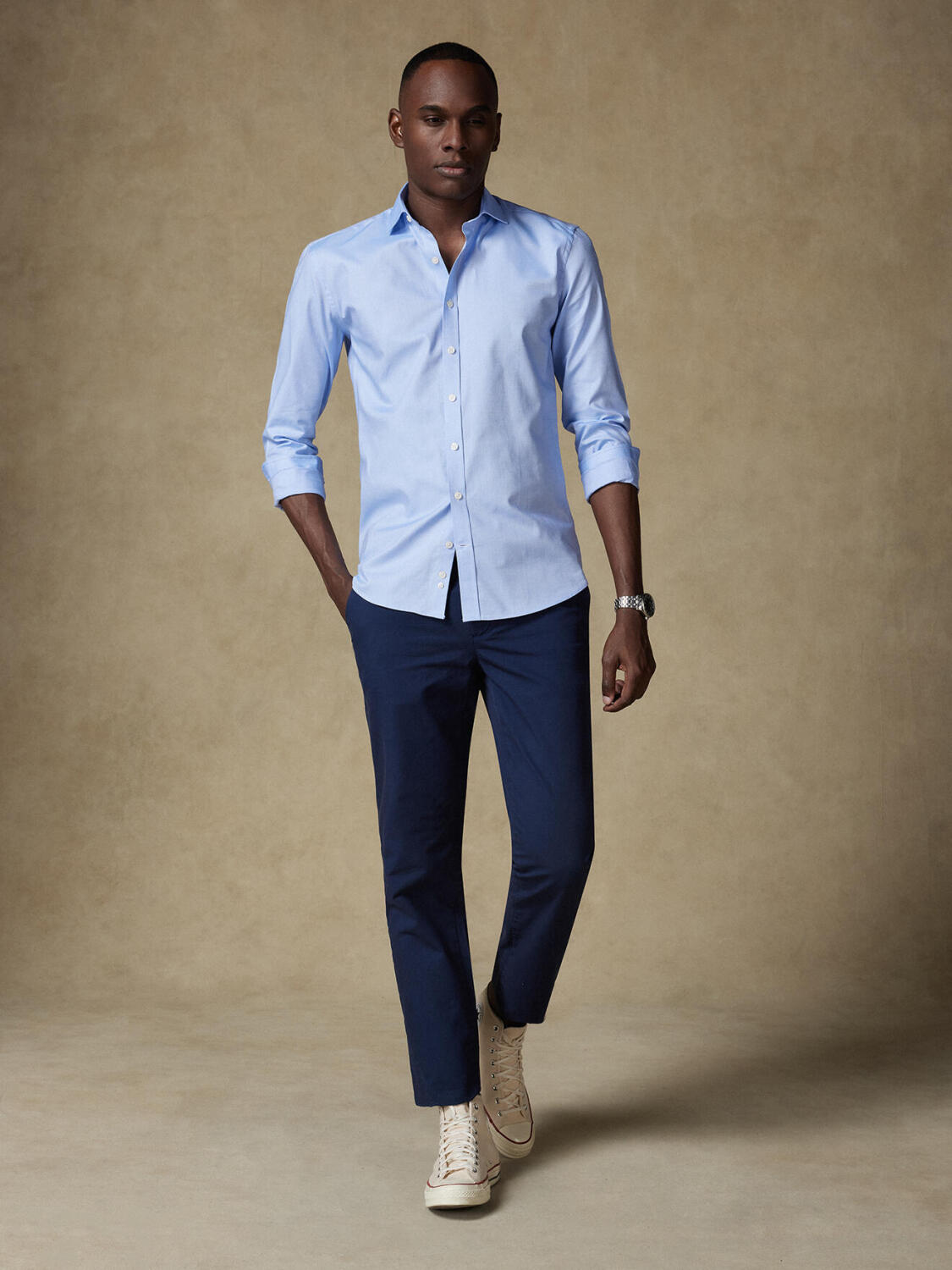 Camicia slim fit oxford cielo - Manica Lunga