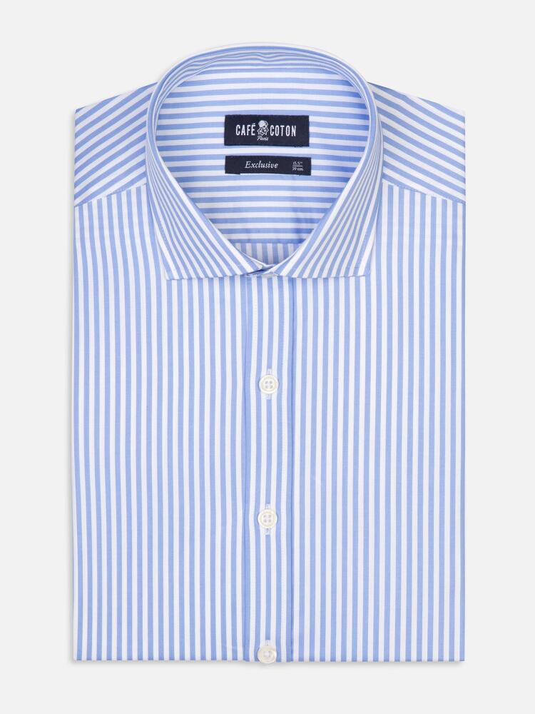 Nick sky blue striped slim fit shirt - Extra long sleeves