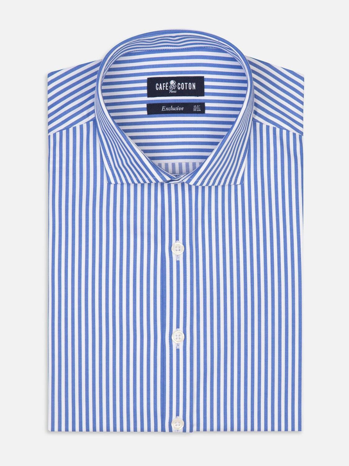 Chemise cintr&eacute;e Nick &agrave; rayures bleues - Grande Longueur de Manches