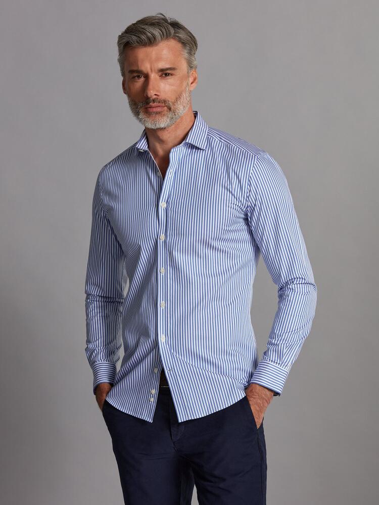 Nick blue striped slim fit shirt - Extra long sleeves