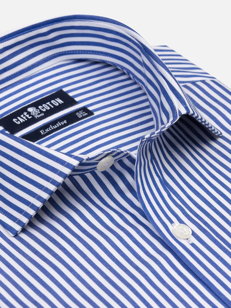 Nick navy blue striped slim fit shirt - Extra long sleeves