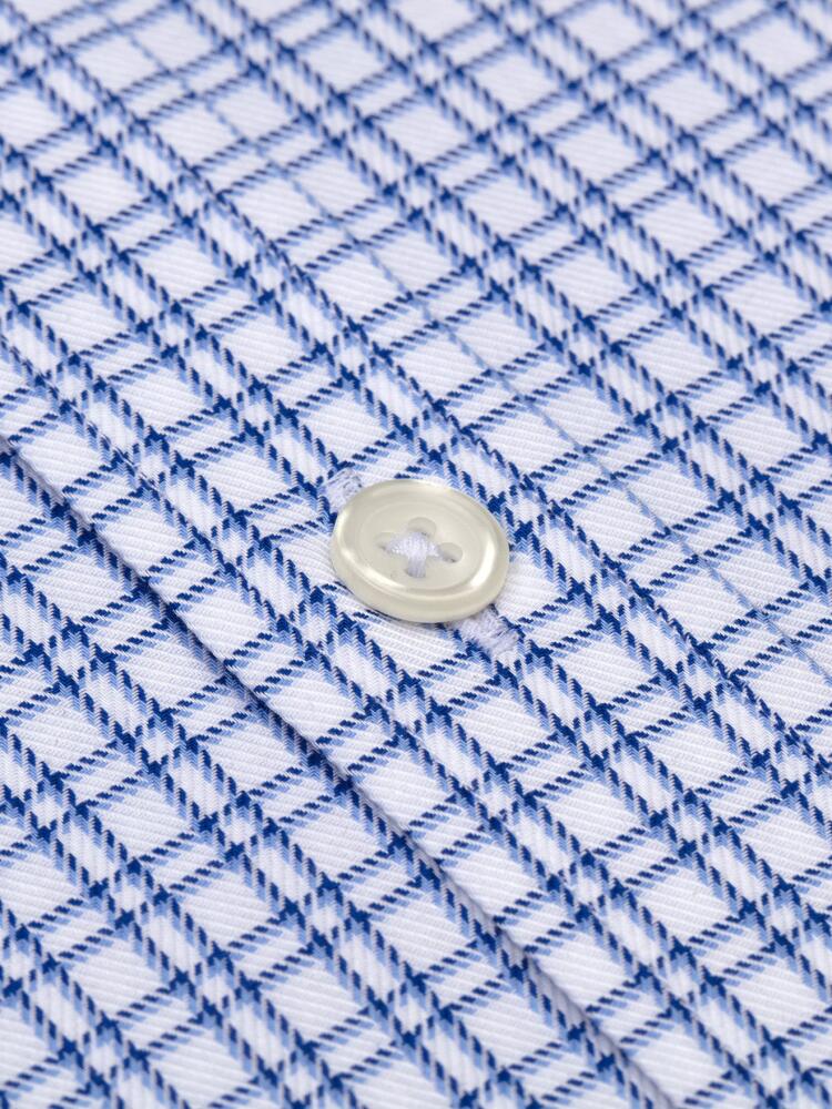 White checks blue twill slim extra long fit shirt