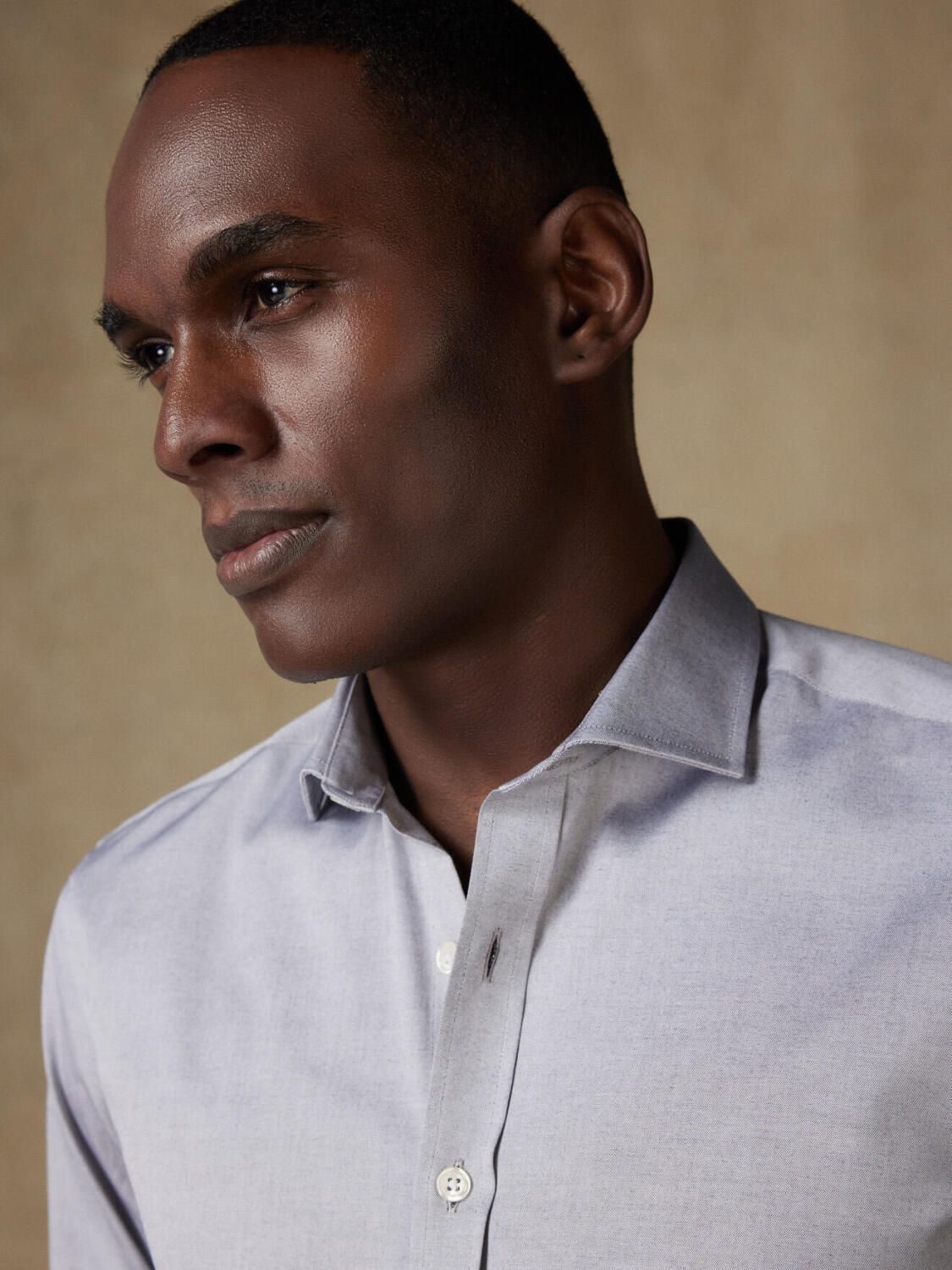 Chemise cintrée en pin point grise - Grande Longueur de Manches