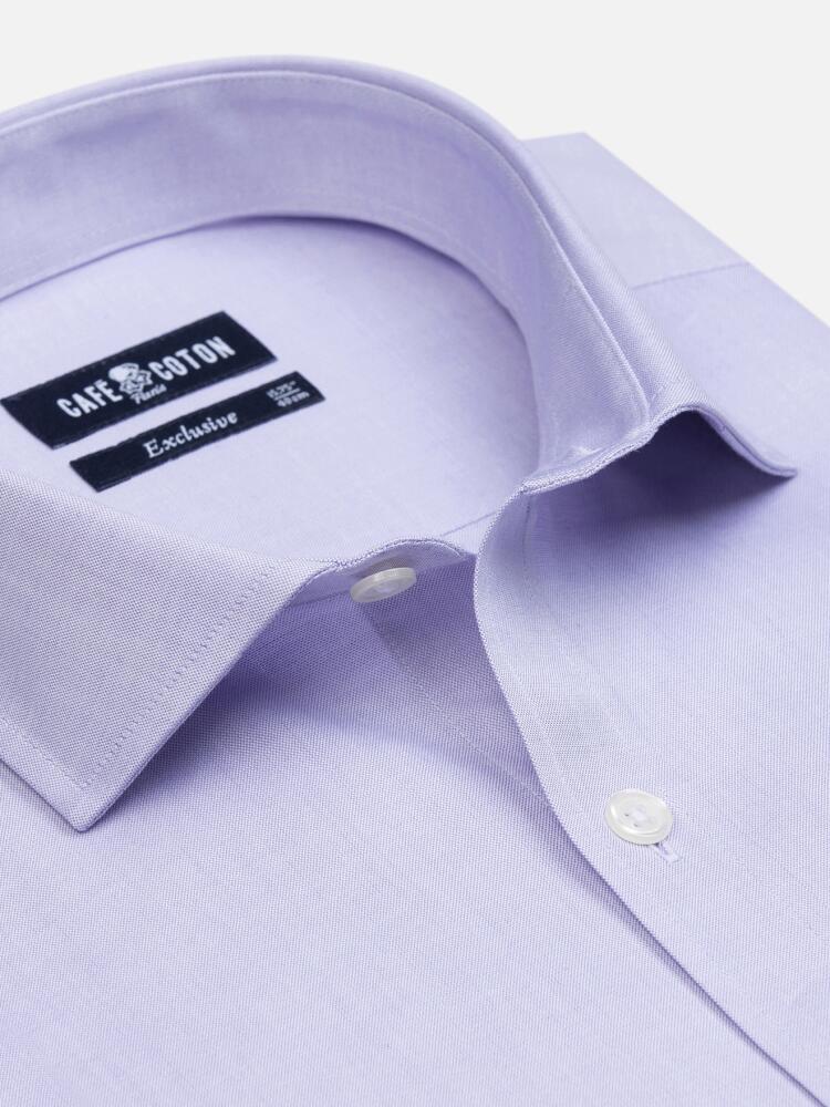 Chemise cintrée en pin point parme - Grande Longueur de Manches