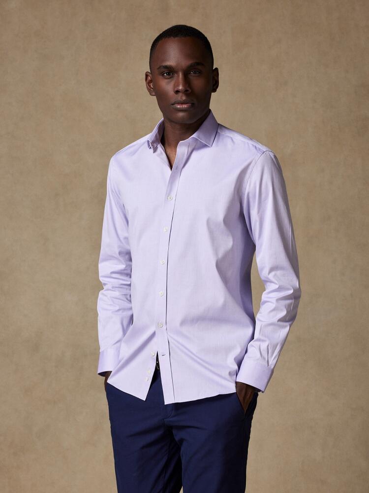 Chemise cintrée en pin point parme - Grande Longueur de Manches