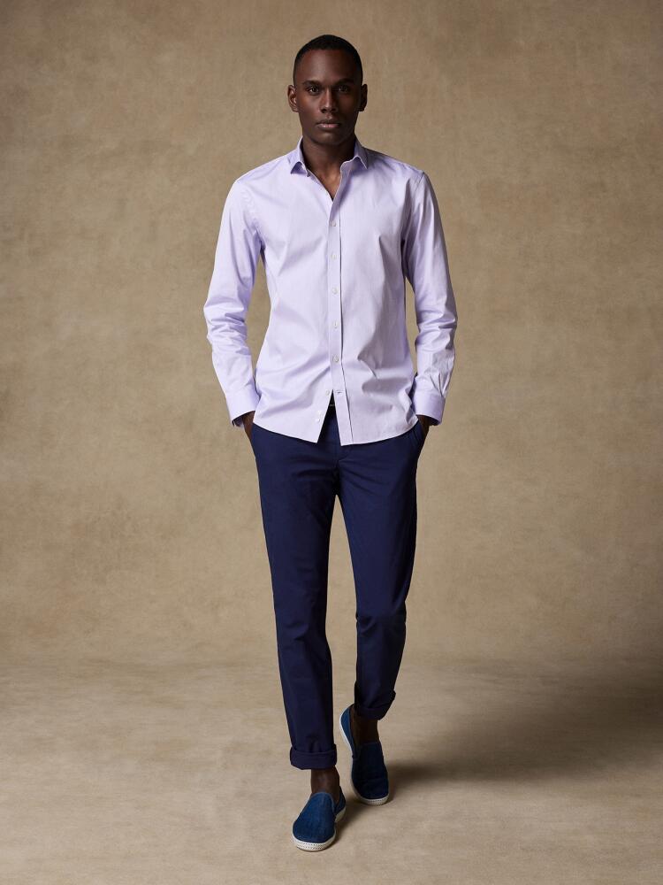 Chemise cintrée en pin point parme - Grande Longueur de Manches