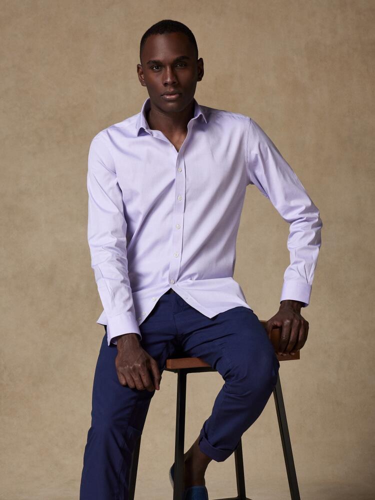 Chemise cintrée en pin point parme - Grande Longueur de Manches