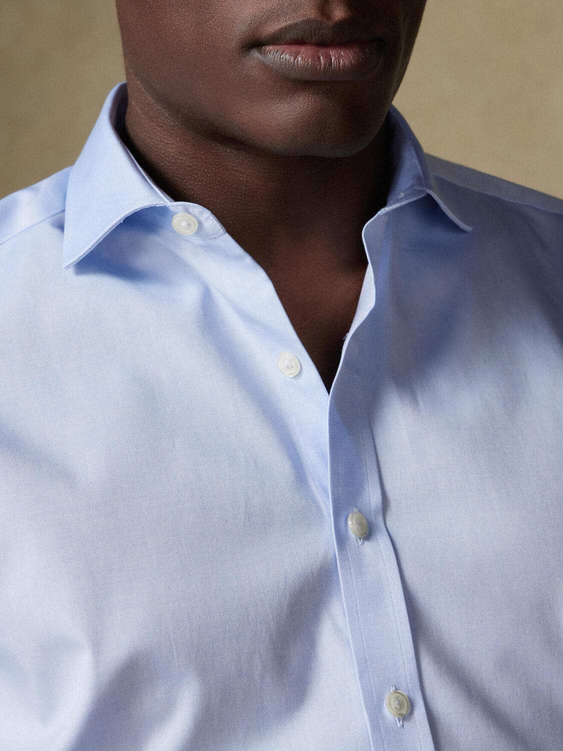 Camicia slim fit punta di spillo cielo  - Manica Lunga