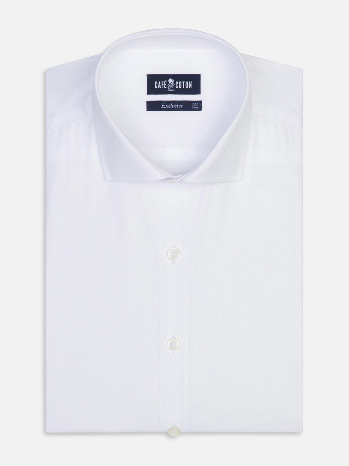 Camicia slim fit in popeline bianco - Manica Lunga