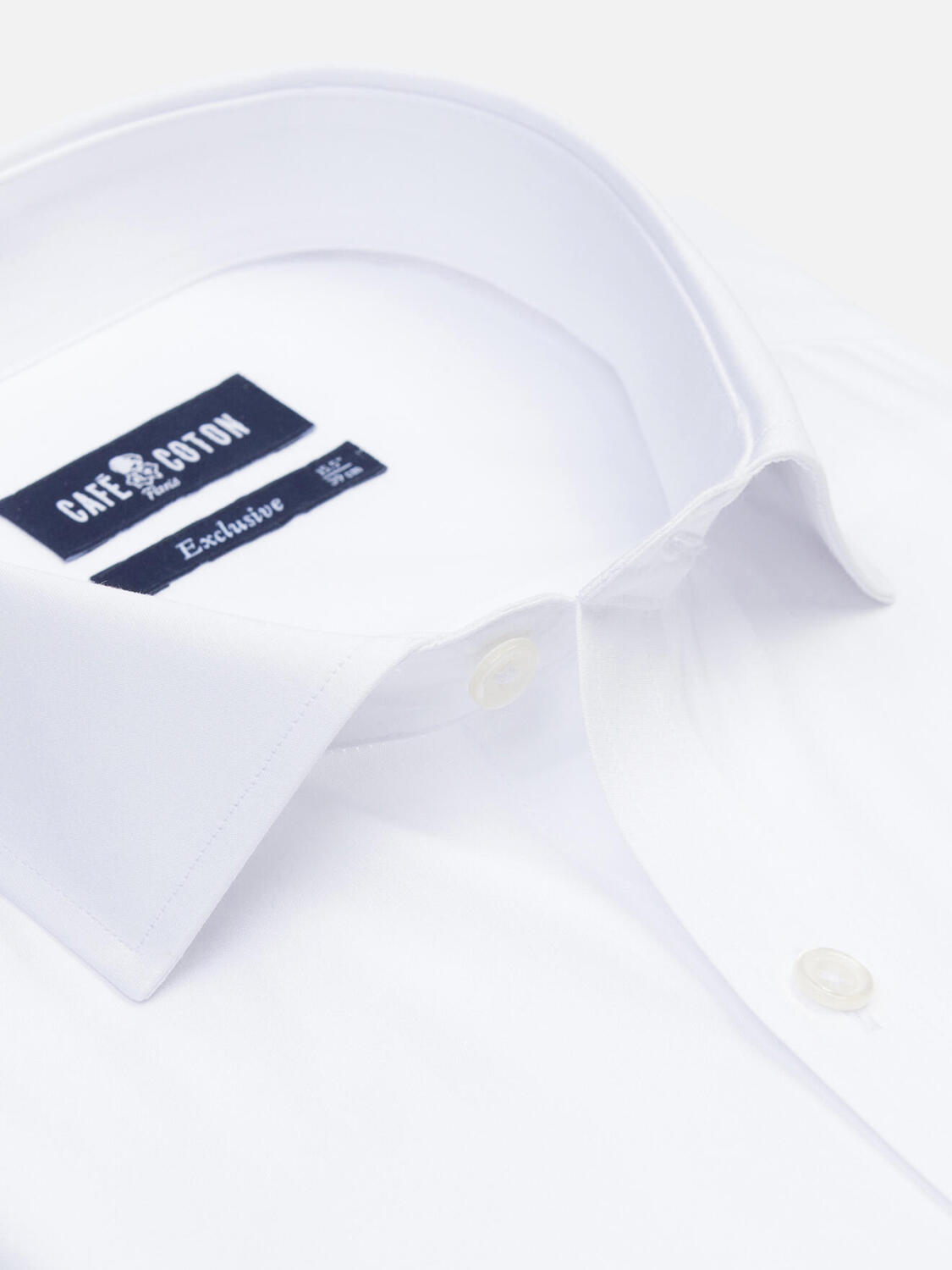 Camicia slim fit in popeline bianco - Manica Lunga