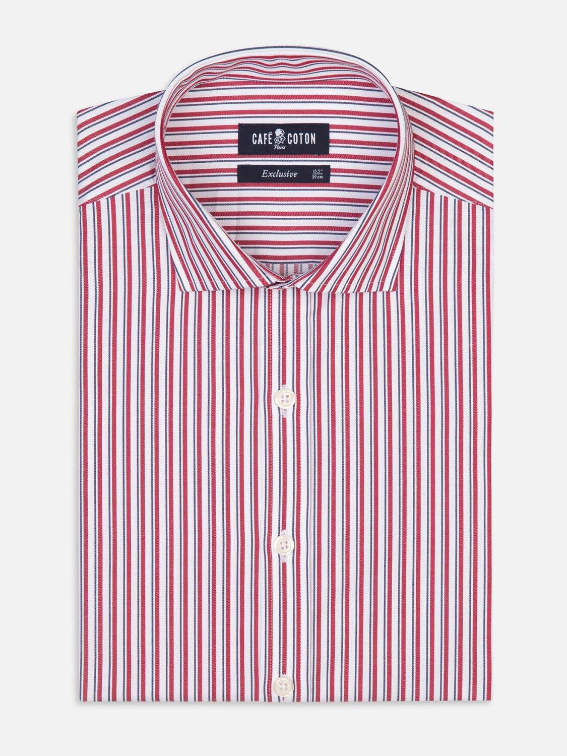 Chemise cintr&eacute;e Stanley &agrave; rayures marine - Grande Longueur de Manches