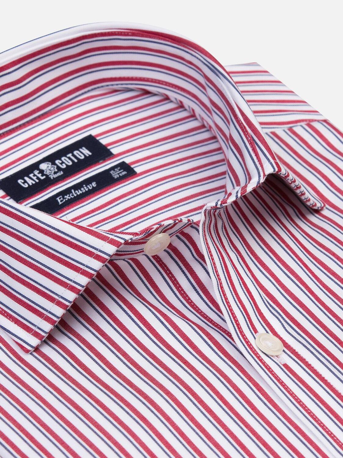 Chemise cintr&eacute;e Stanley &agrave; rayures marine - Grande Longueur de Manches