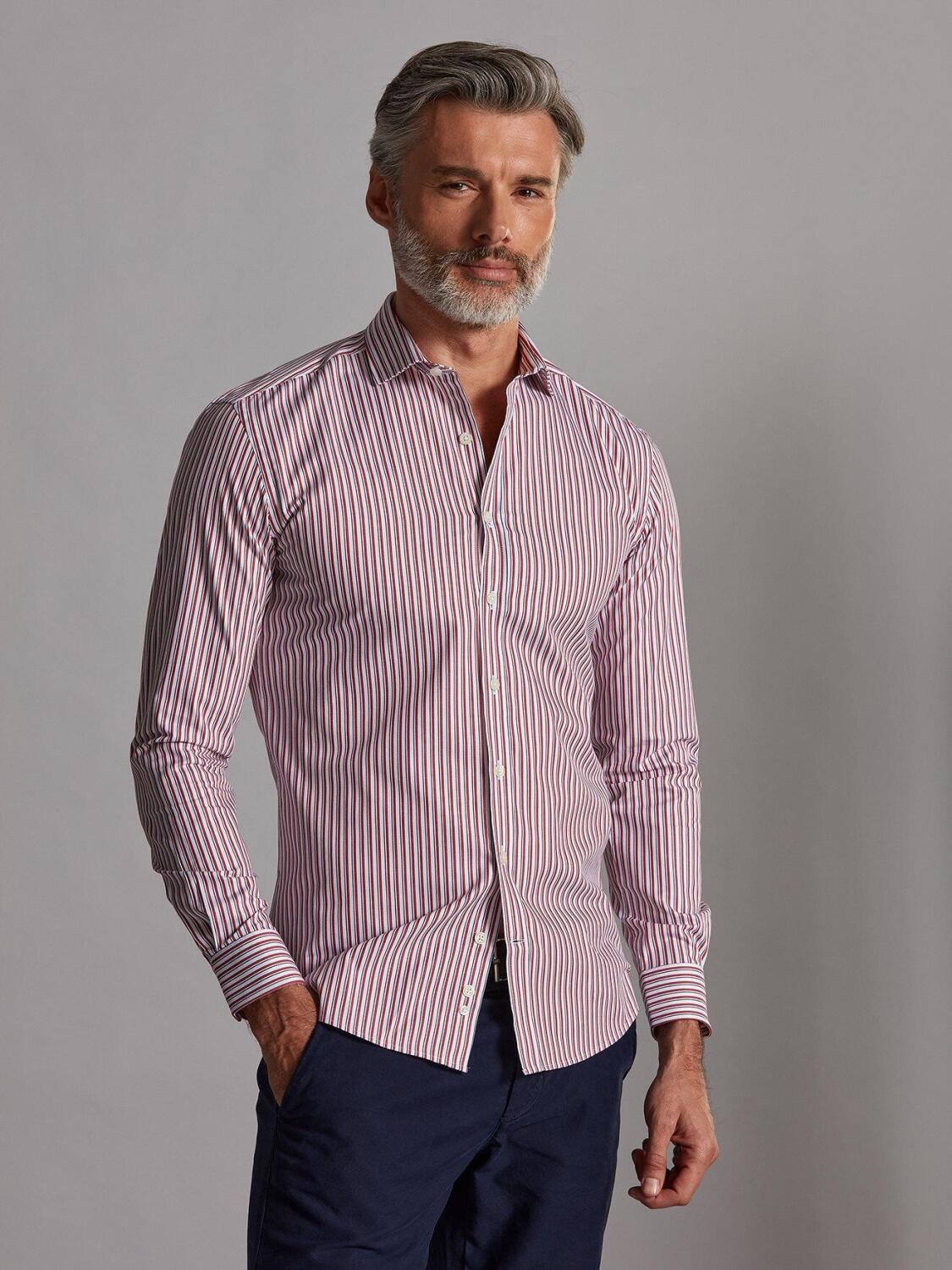 Chemise cintr&eacute;e Stanley &agrave; rayures marine - Grande Longueur de Manches