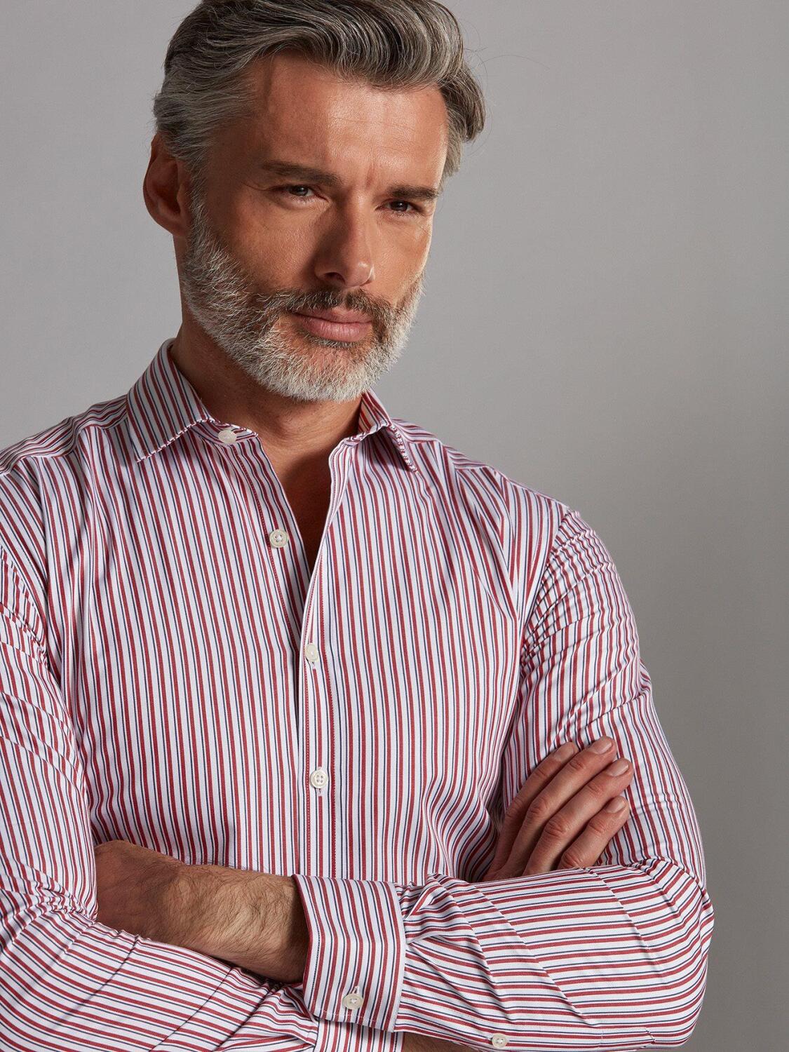 Chemise cintr&eacute;e Stanley &agrave; rayures marine - Grande Longueur de Manches