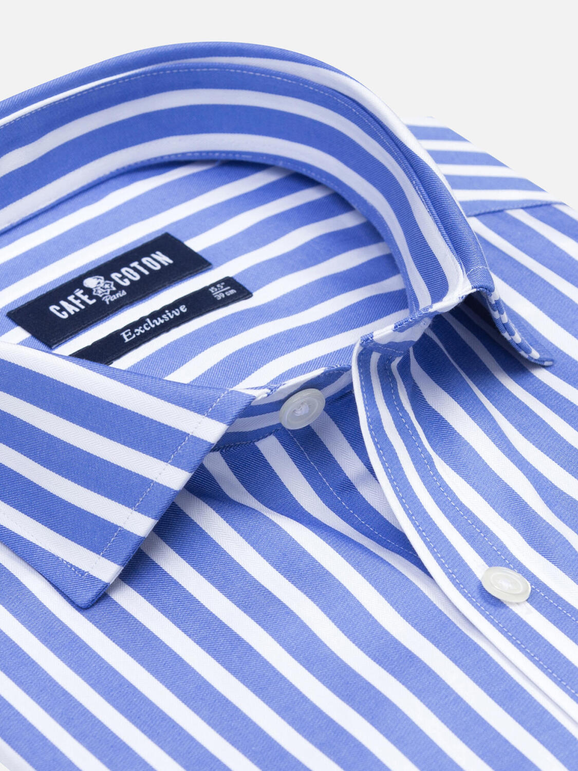 Chemise cintrée Toby à rayures bleues - Grande longueur de manches