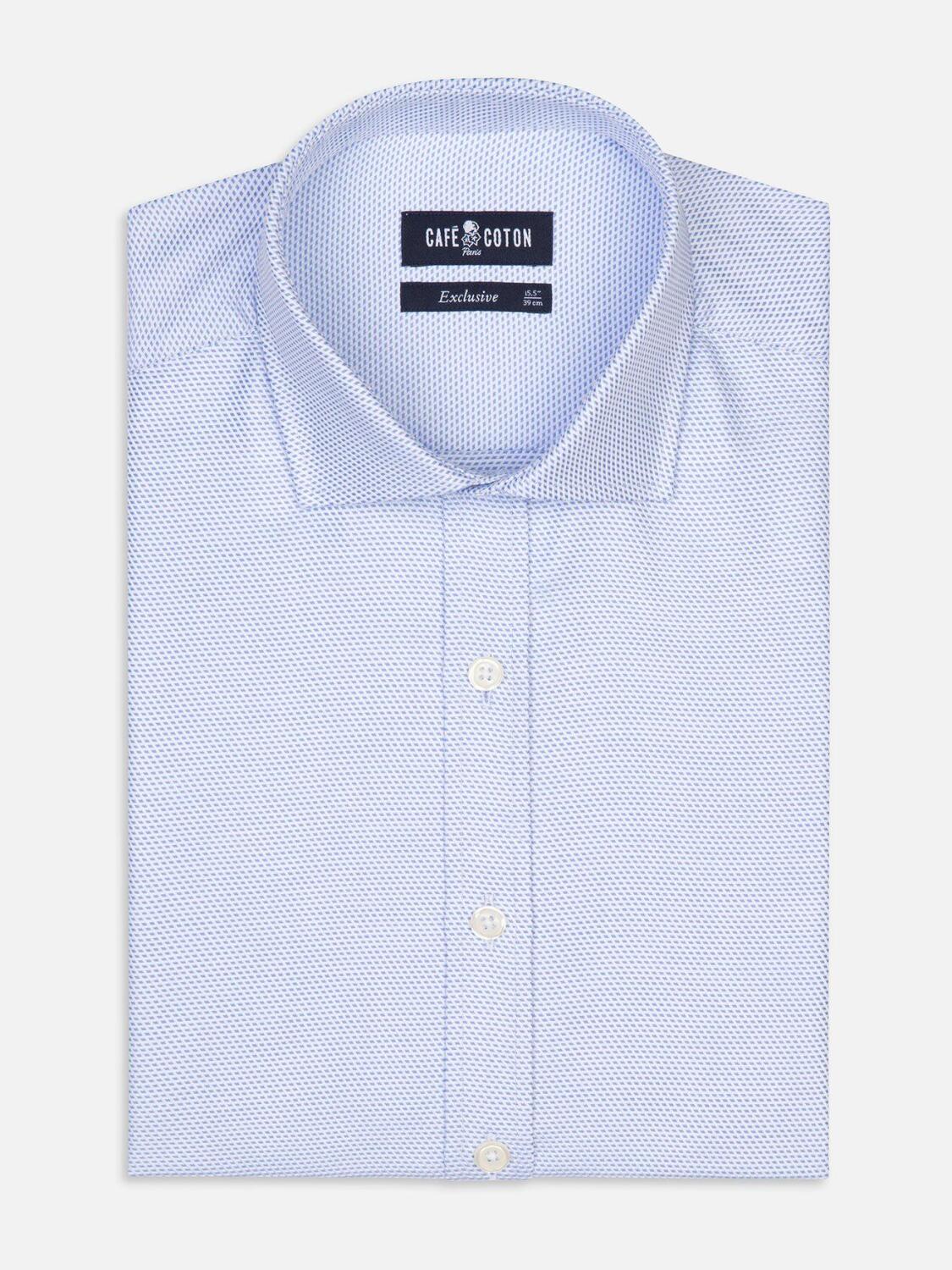 Chemise cintr&eacute;e Tony en twill ciel - Grande Longueur de Manches