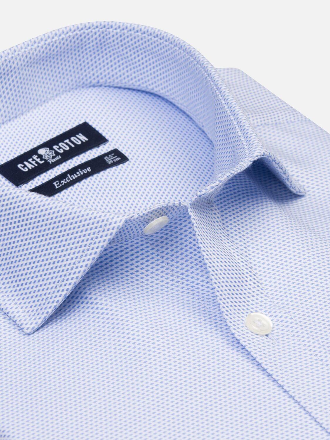 Chemise cintr&eacute;e Tony en twill ciel - Grande Longueur de Manches