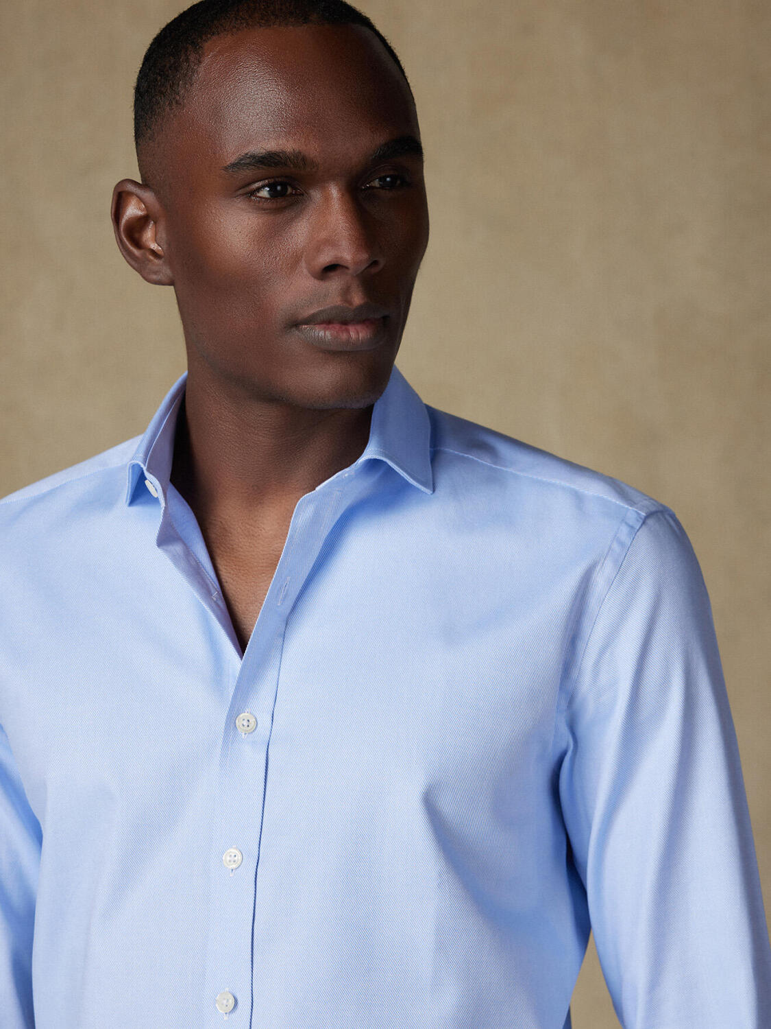 Camicia slim in twill cielo - Manica Extra Lunga