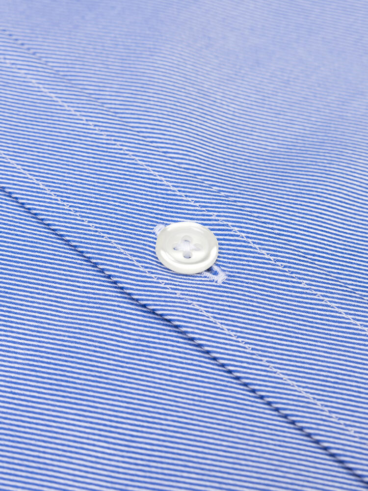 Blauw keperstof slim fit overhemd - Extra lange mouwen