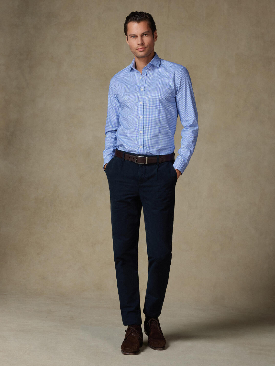 Blue gingham shirt  - Extra long sleeves