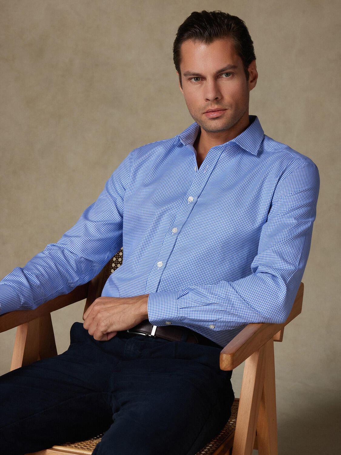 Blue gingham shirt  - Extra long sleeves