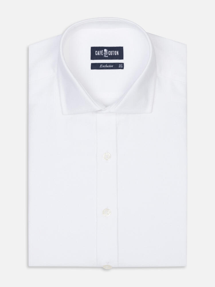 Chemise cintrée Vils en oxford brushed blanc - Grande longueur de manche