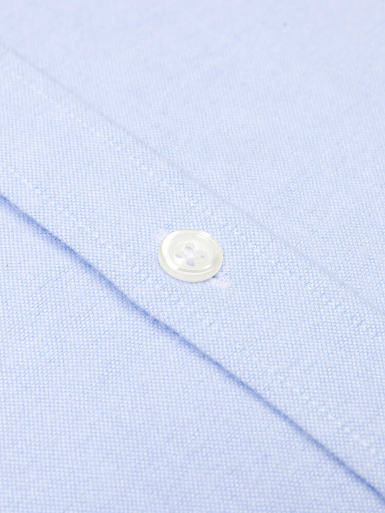 Vils Hemelsblauw geborsteld Oxford slim fit overhemd- Extra lange mouwen