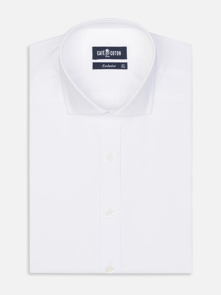 Camicia slim fit in piqué bianco - Manica Lunga