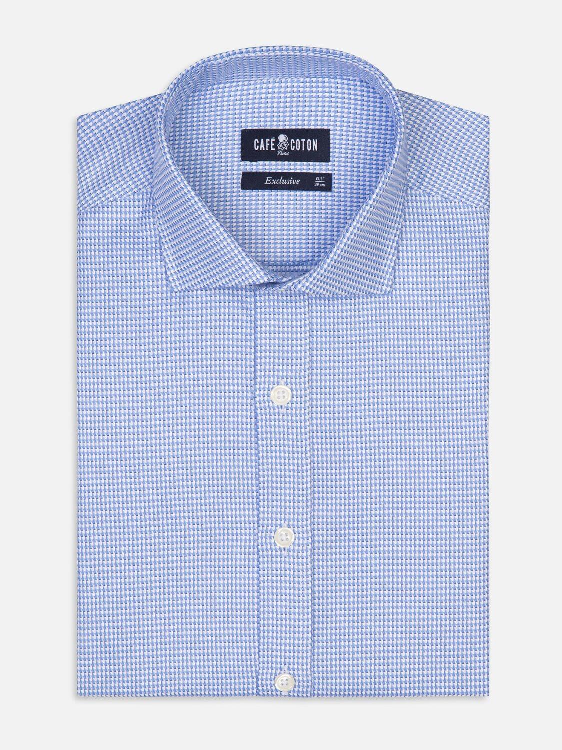 Chemise cintrée Willy en twill ciel - Grande Longueur de Manches