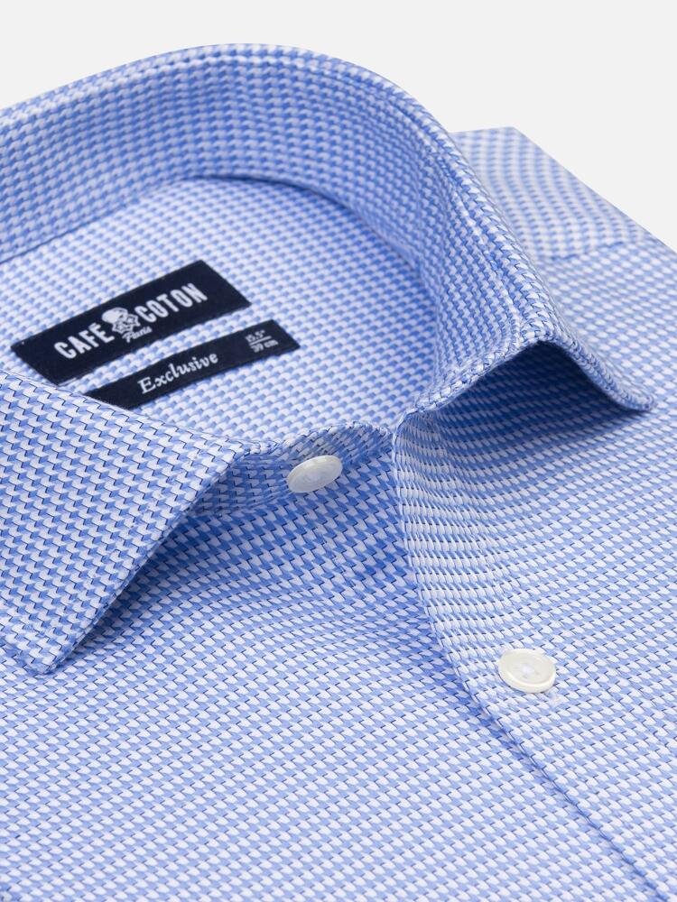 Chemise cintrée Willy en twill ciel - Grande Longueur de Manches