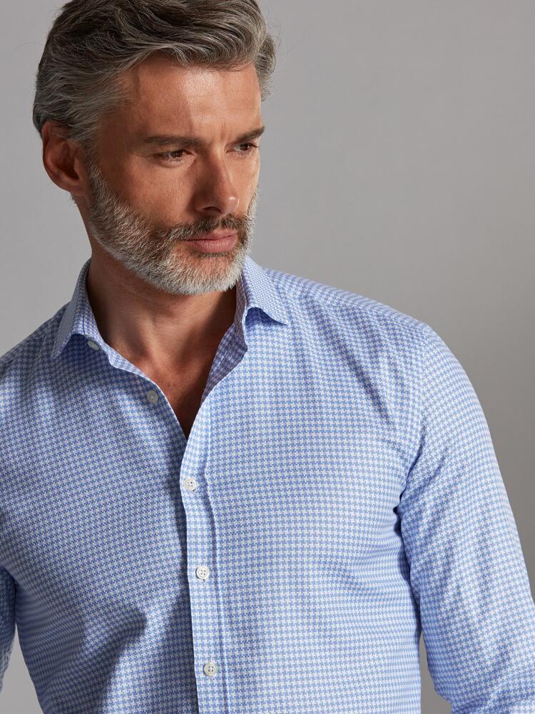 Chemise cintr&eacute;e Zack en natt&eacute; ciel - Grande Longueur de Manches