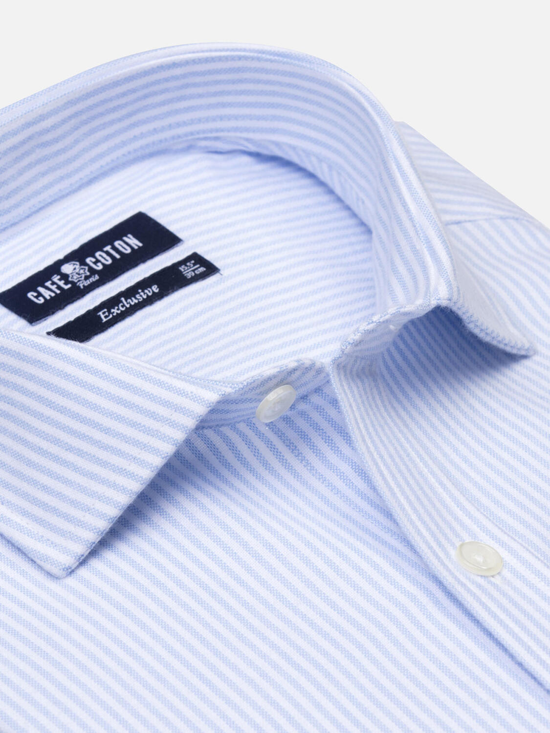 Camicia slim fit Grab in oxford spazzolato cielo