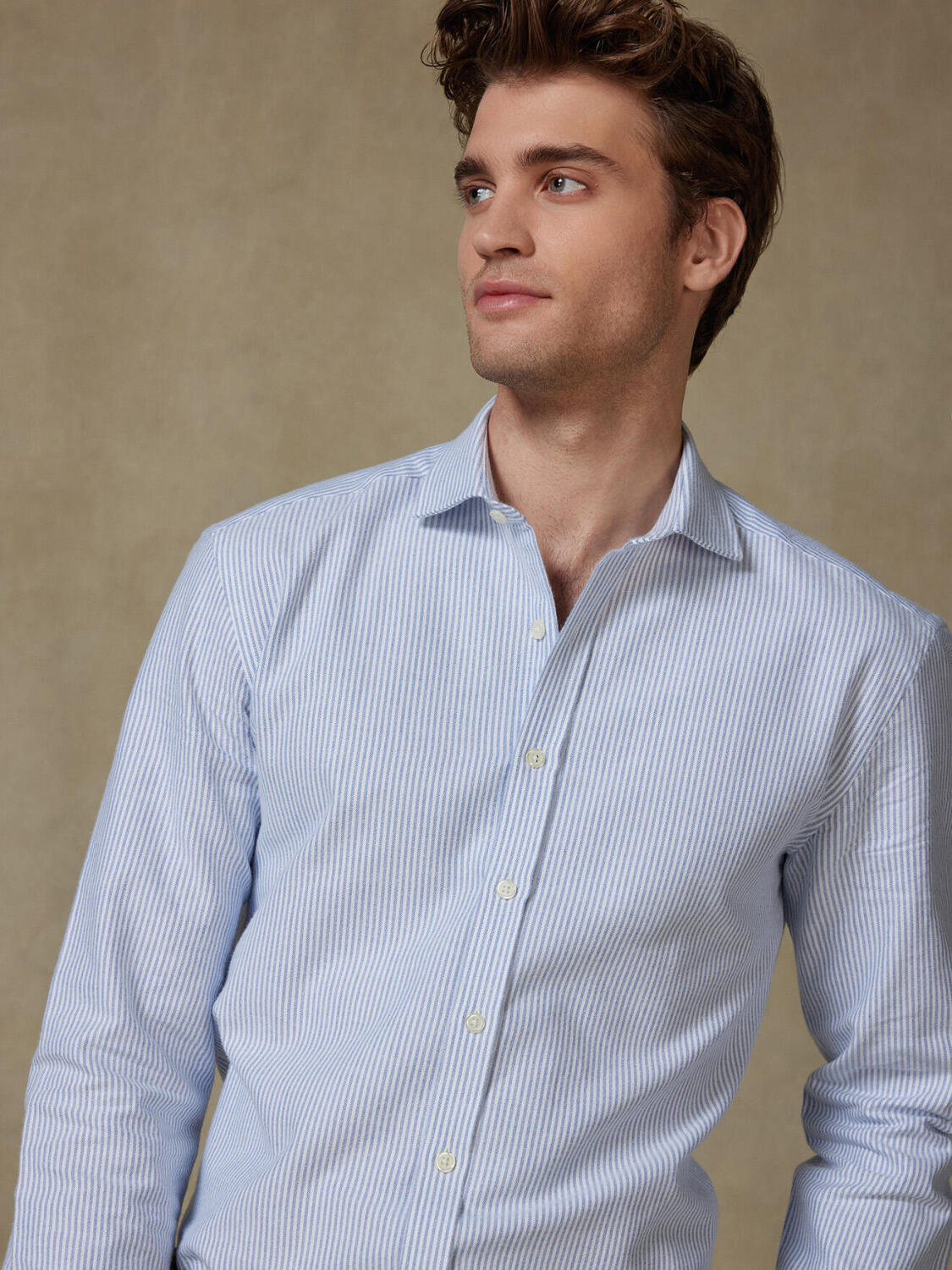 Camicia slim fit Grab in oxford spazzolato blu