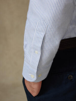 Grab blue brushed oxford slim fit shirt