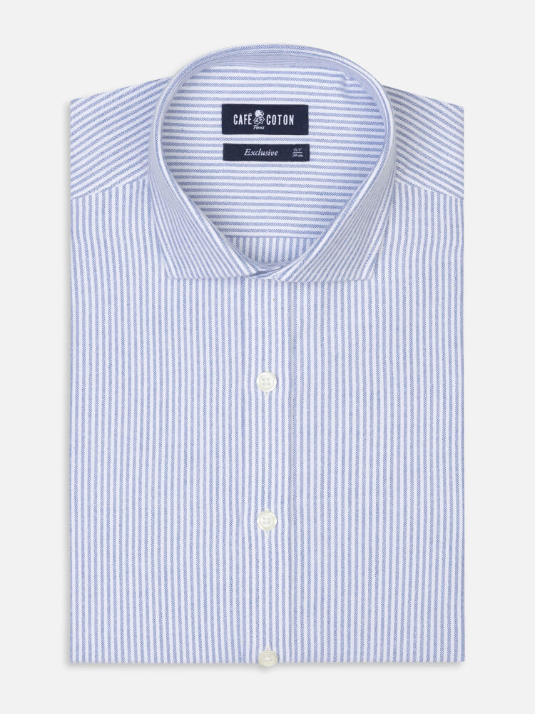 Grab blue brushed oxford slim fit shirt